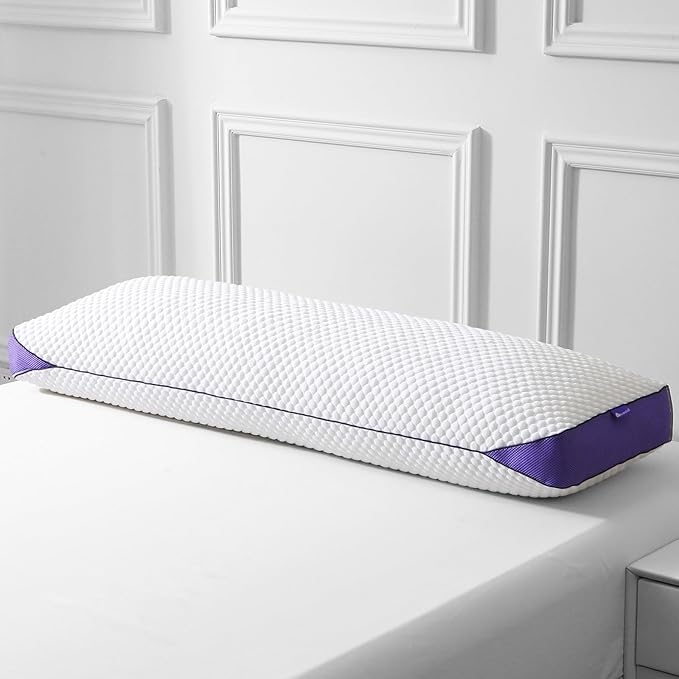 HOMELAB Adjustable Shredded Memory Foam Body Pillow, Cooling Bed Pillow for Sleeping with Removable Cover, Medium Pillow for Side Stomach & Back Sleepers, 1 Pack 20"x52"