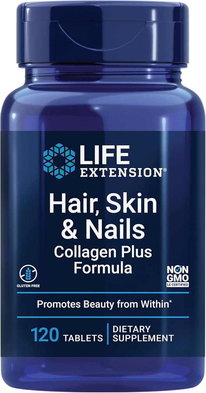 Life Extension Hair, Skin & Nails Collagen Plus Formula with Multivitamin - 120 Count & 60 Tablets