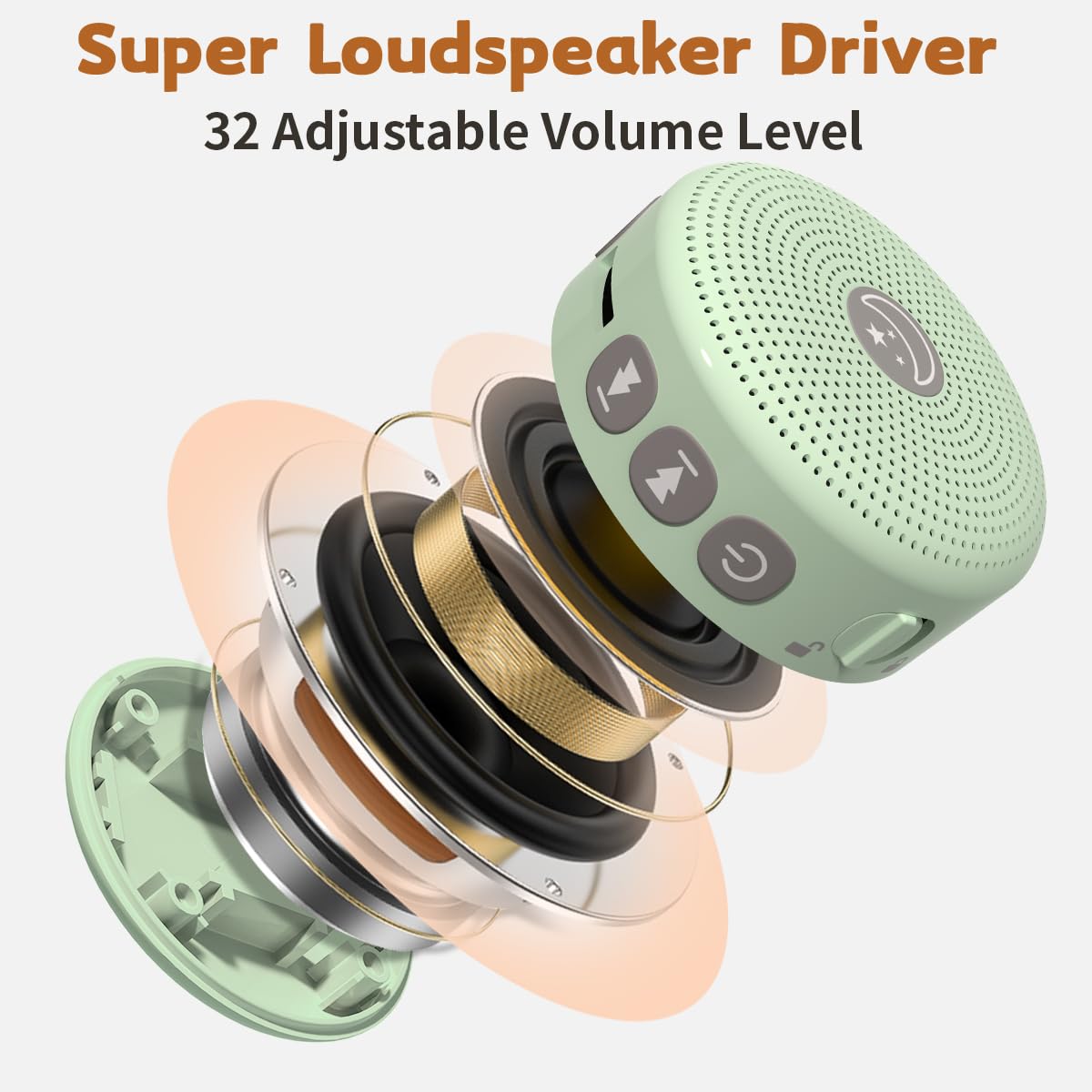 Mini Sound Machine Portable Baby White Noise Machine Brown Noise Machine 30 Soothing Sounds for Kids Adults Auto-Off Timer 32 Volume Levels Battery Sleep Machine for Home Office Privacy