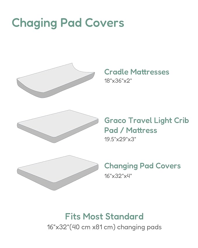 Baby Changing Pad Cover for Girls Boys, Baby Diaper Change Table Pad Covers, Fits Standard Changing Tables, 2 Pack