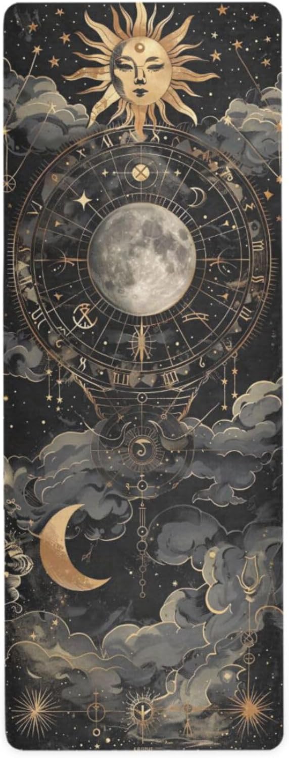 GOODOLD Astrological Pattern Yoga Mat, 71 x 26 Inch Non-slip Yoga Mats Folding Travel Exercise Mat Indoor Outdoor Gym Pila...