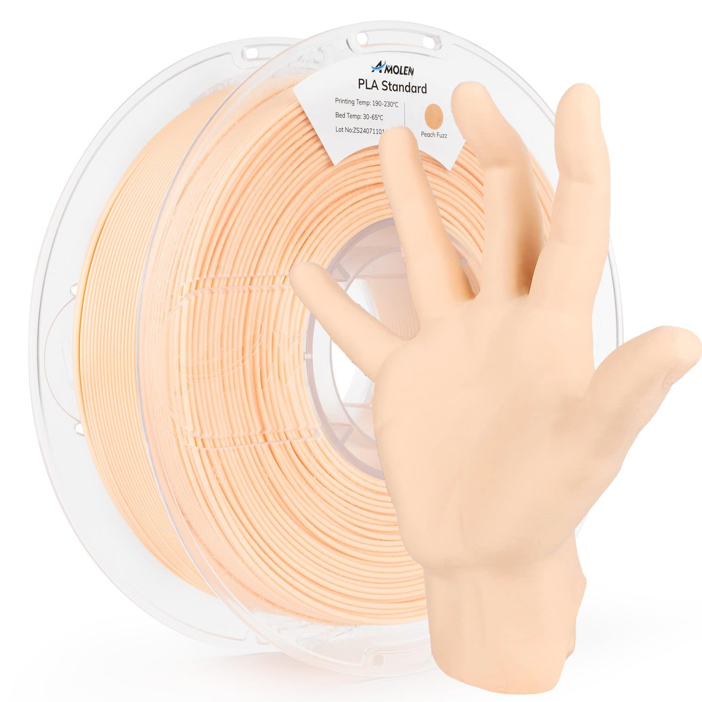 AMOLEN 3D Printer Filament PLA, True High Speed 600mm/s 1.75mm PLA Filament Peach Fuzz (Flesh color)PLA, 1KG/2.2lb, Dimensional Accuracy +/- 0.02 mm, Smooth & Non-Tangle, Fits for Most FDM 3D Printer