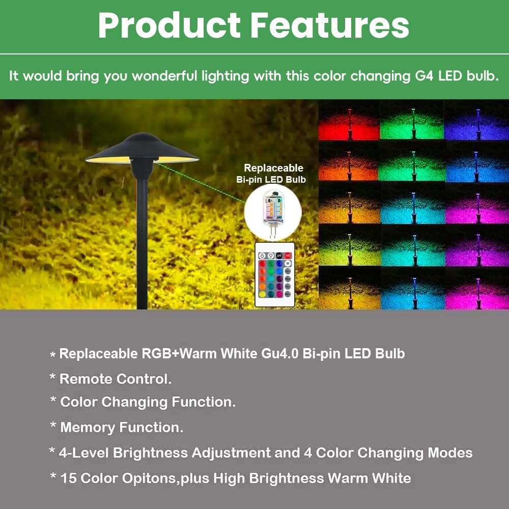Makergroup RGB T3 G4 Bi-pin LED Bulbs, 12V Color Changing, Warm White + 15 Multicolors, Dimmable, Weatherproof, 3 Pack, G