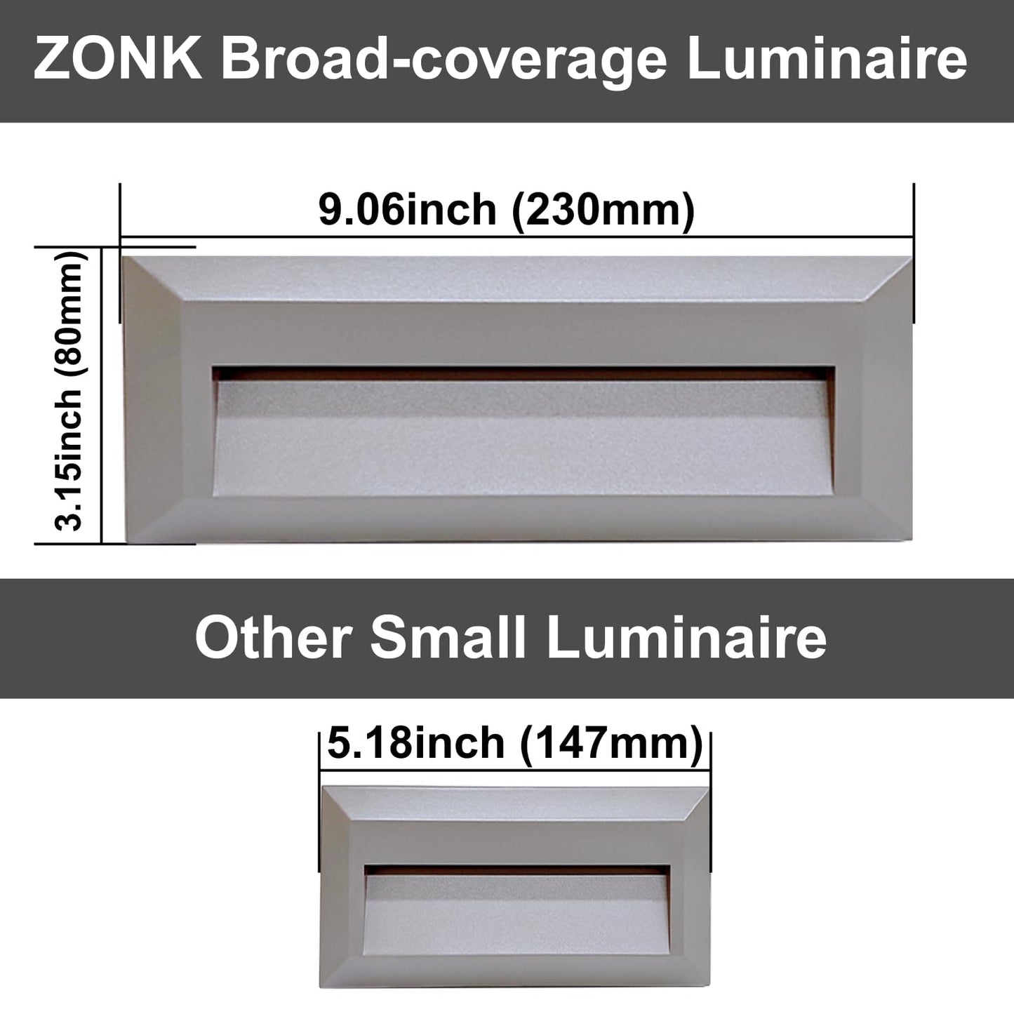 Zonk Led Outdoor Indoor Stair Lights  Line Voltage 110-240V 2W Landscape Pathway Step Light  9Inch Non-Dimmable 4000K Ip65 Waterproof Stairway Lighting  Deck Lights  Retaining Wall Lights  3 Pack