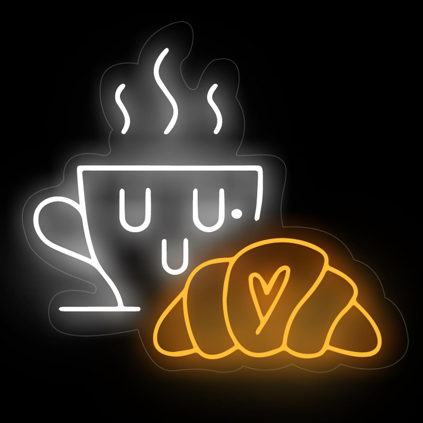 Coffee & Croissant Led Neon Sign  Custom Bakery Shop Bakery Decoration Neon Light Coffee Cup Home Bar Wall Decor Coffee Lover Gift For Family Party Bedroom Restaurant Bar Birthday