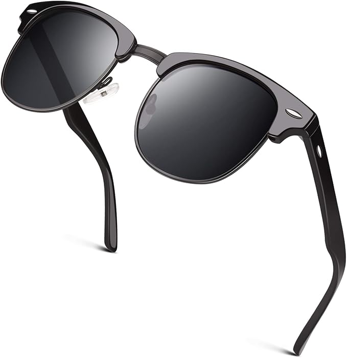 GQUEEN Classic Horn Rimmed Semi Rimless Polarized Sunglasses for Men Women GQO6