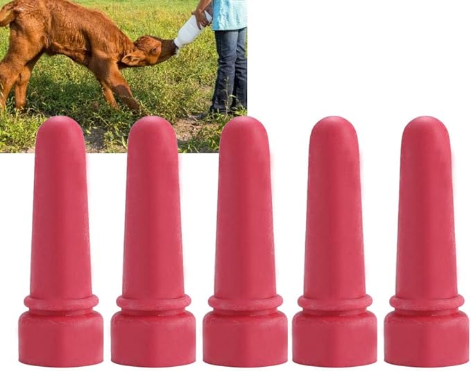 Calf Milk Drink, 5pcs Animal Feeding Supplies Little Cow Calf Milk Nipple 6.9cm Length Rubber Milk Drink Nipples