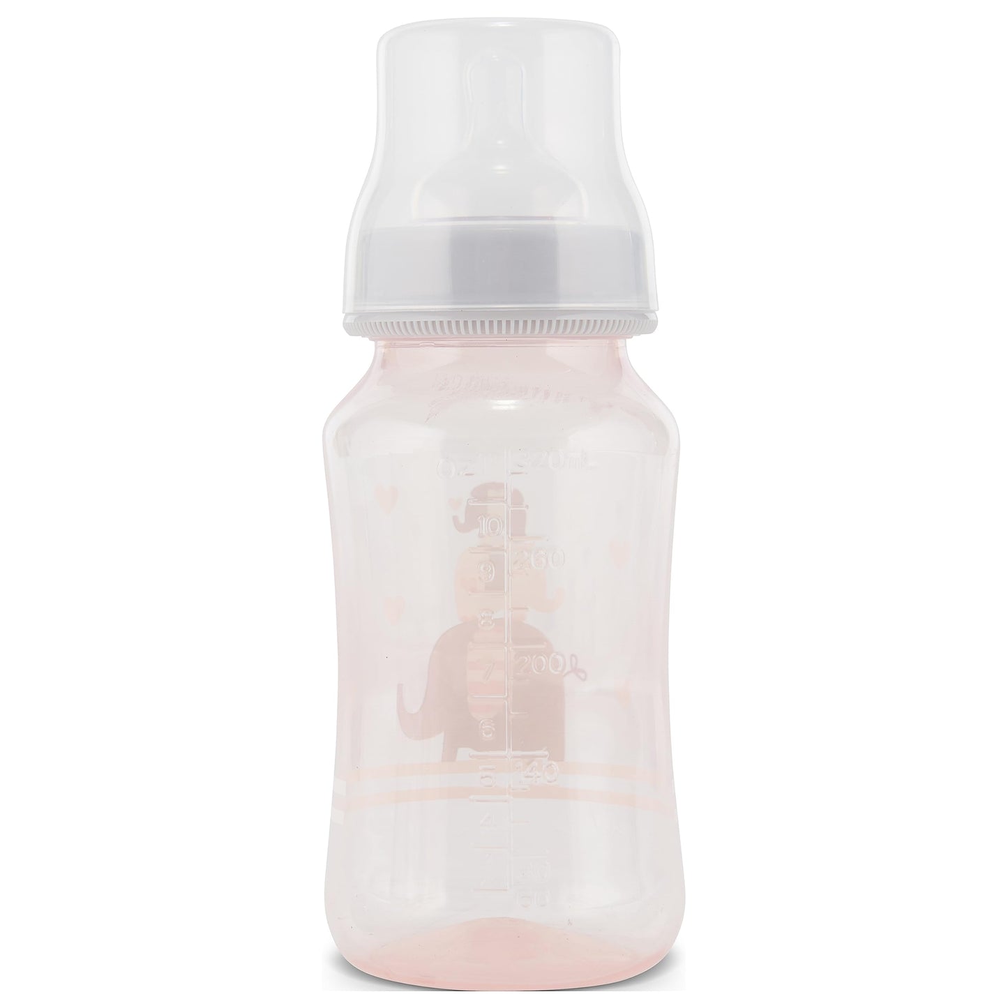 Premium 2-Pack Baby Bottles - 11 Ounce, Hourglass Shape, Fun Boys and Girls Prints, Clear Cover - BPA-Free