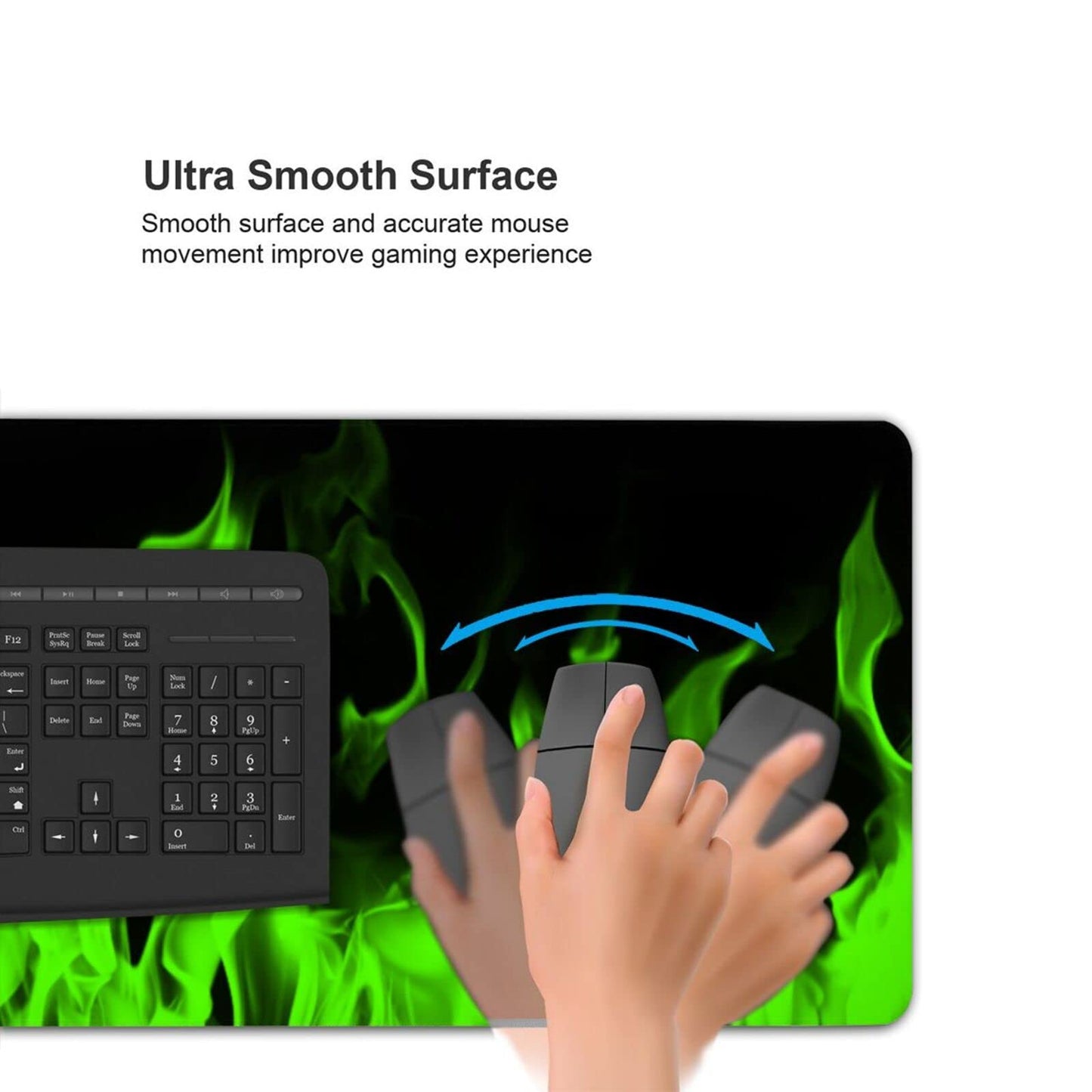 Green and Black Abstract Fire Mouse Pad Gaming XL Large Mousepad Desk Mat Long Extended Big Keyboard Pads Table Accessories for Gaming and Office Pc Laptop Computer 31.5 X 11.8 Inch