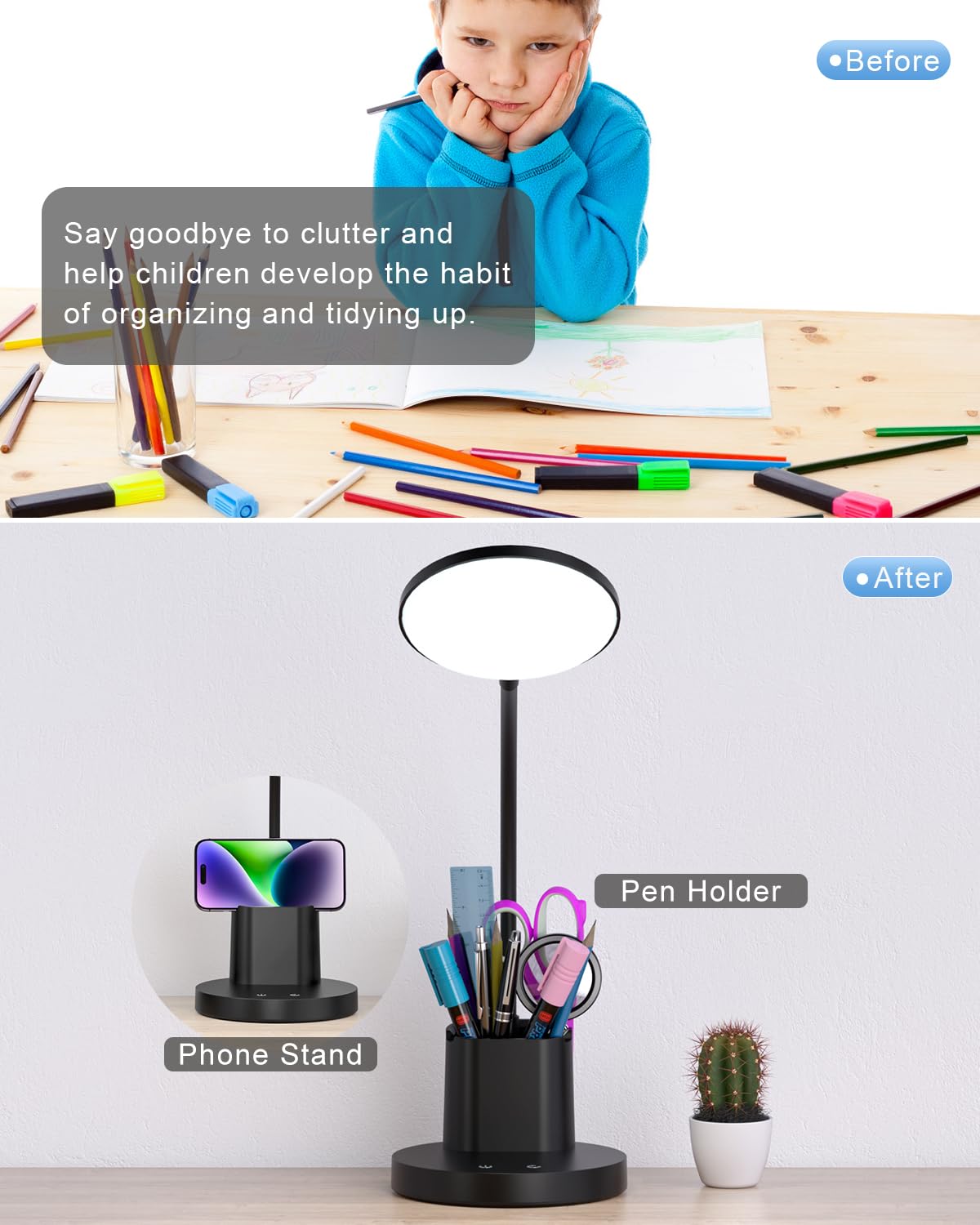 Sailstar LED Desk Lamp, 3 Lighting Modes, 800LM, Touch Control, Dimmable, 360° Gooseneck, Simple Black, Model SA-DL-JCK-