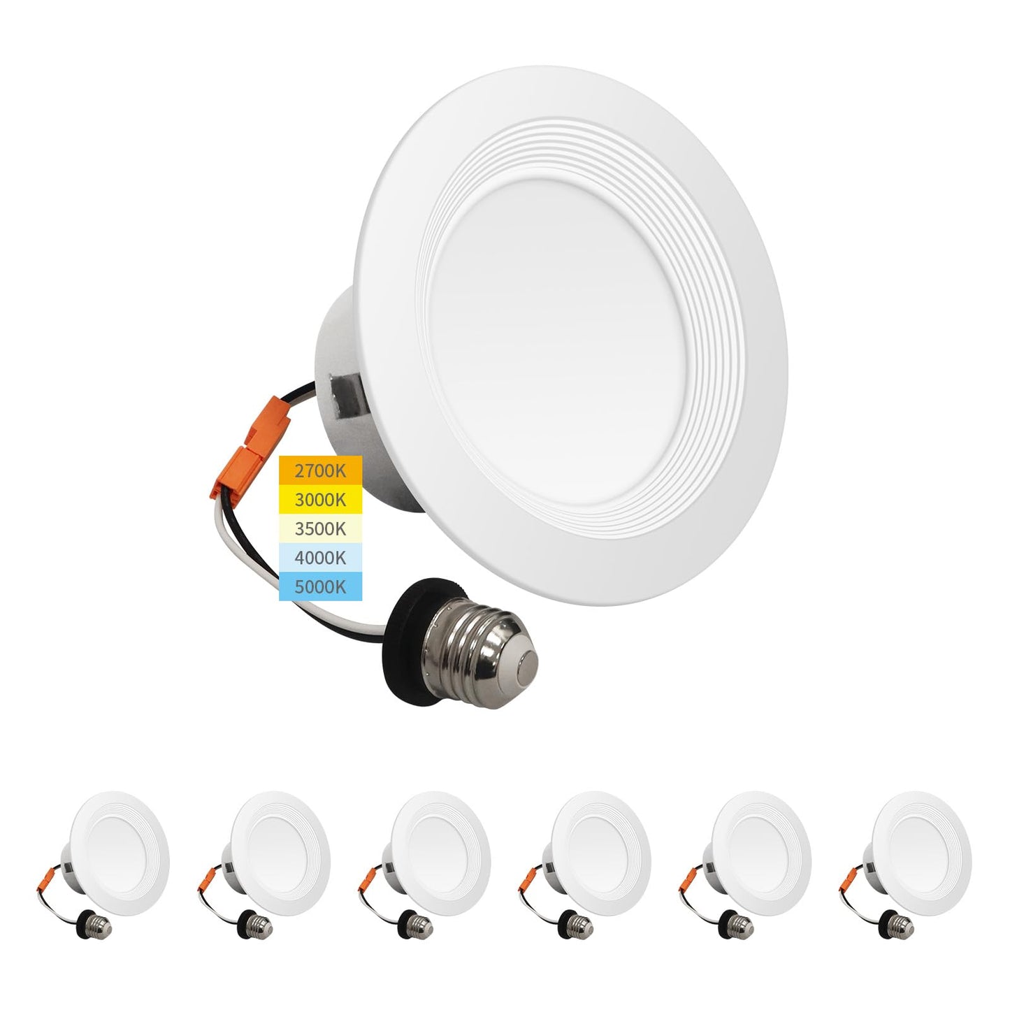 mw 6 Pack 4 Inch Retrofit LED Recessed Lighting,10W=75W,750LM,2700K/3000K/3500K/4000K/5000K,4 inch led recessed Lights,Baffle Tr