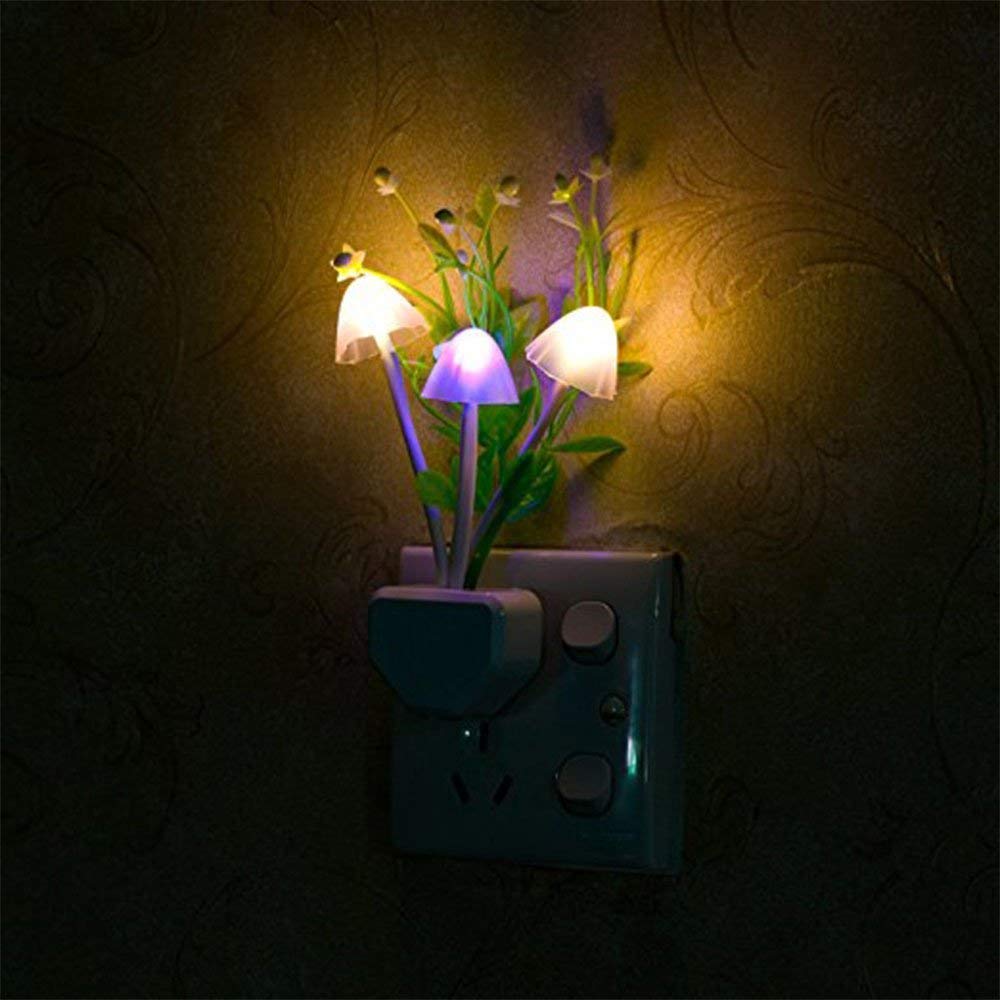 Zezhou Smart Sensor Led Night Lights 2 Pack  7 Color Changing W/Dusk To Dawn Sensor Auto On/Off Mushroom Dream Bed Nightlight  0.6W Plug-In Wall Lamp  Gift Ideal For Nursery Baby Kids Children mature-themeds