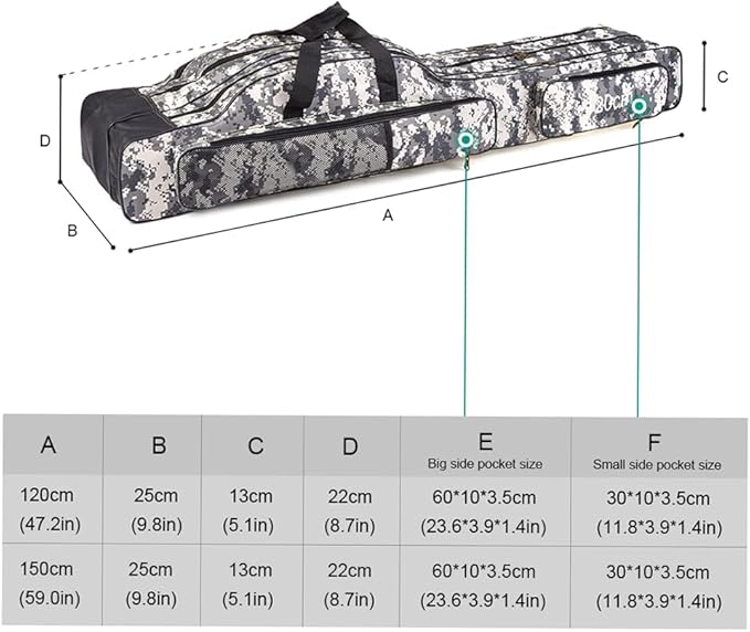 doorslay Portable Folding Fishing Tackle Storage Bags Oxford Fishing Rod Case Fishing Pole Bag Carry Organizer Outdoor Waterproof Fishing Bag