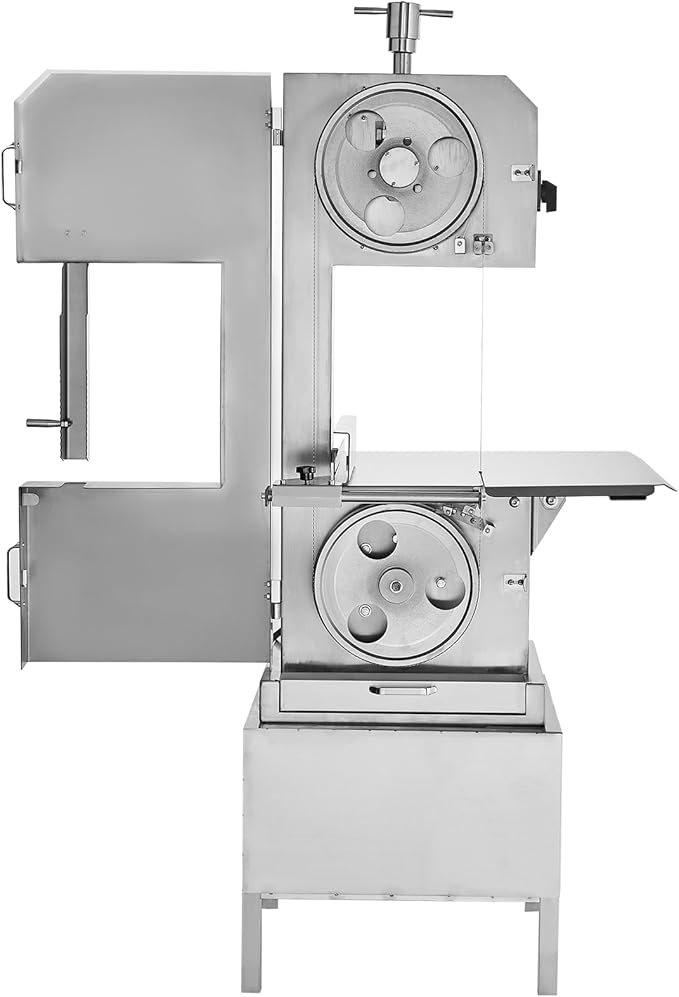 VEVOR Commercial Electric Meat Bandsaw, 2200W Stainless Steel Vertical Bone Sawing Machine, Workbeach 24.4" x 20.5", 0.16-8.7 Inch Cutting Thickness, Frozen Meat Cutter with 6 Blades for Rib Pork Beef