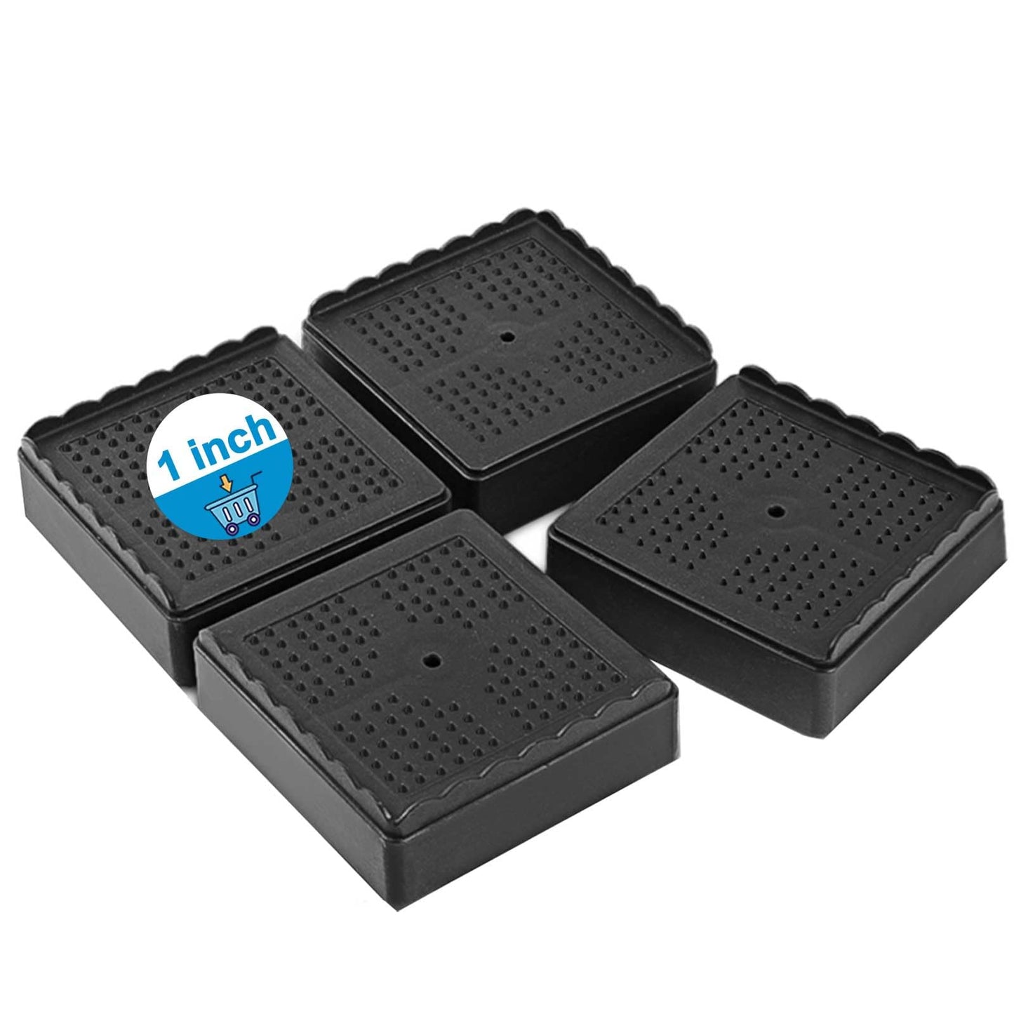 EGTTGIN Bed Risers 1 inch, 2 inch, 3 inch, 4 inch Heavy Duty, Adjustable Furniture Riser for Table Desk Couch Sofa Chair Recliner Leg Frame Dorm, Stackable Bed Raisers Blocks (Black 4 Pack, 1 inch)