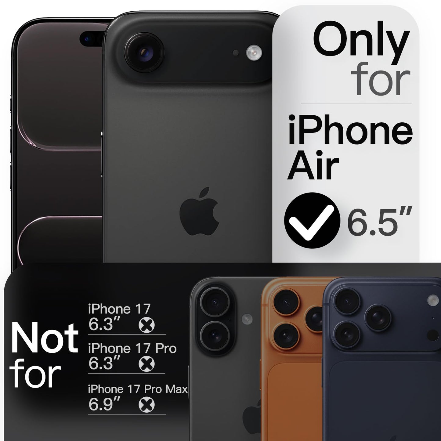 Jetech Slim Case For Iphone 17 Air, Ultra-Thin Lightweight Minimalist Phone Cover With Camera Lens Protection, Matte Anti-Finger