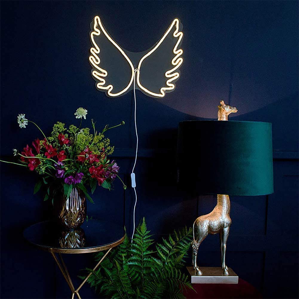 Ulalaza Neon Light Sign LED Decorative Marquee Sign 13inx17in White TT10233/Angel Wing