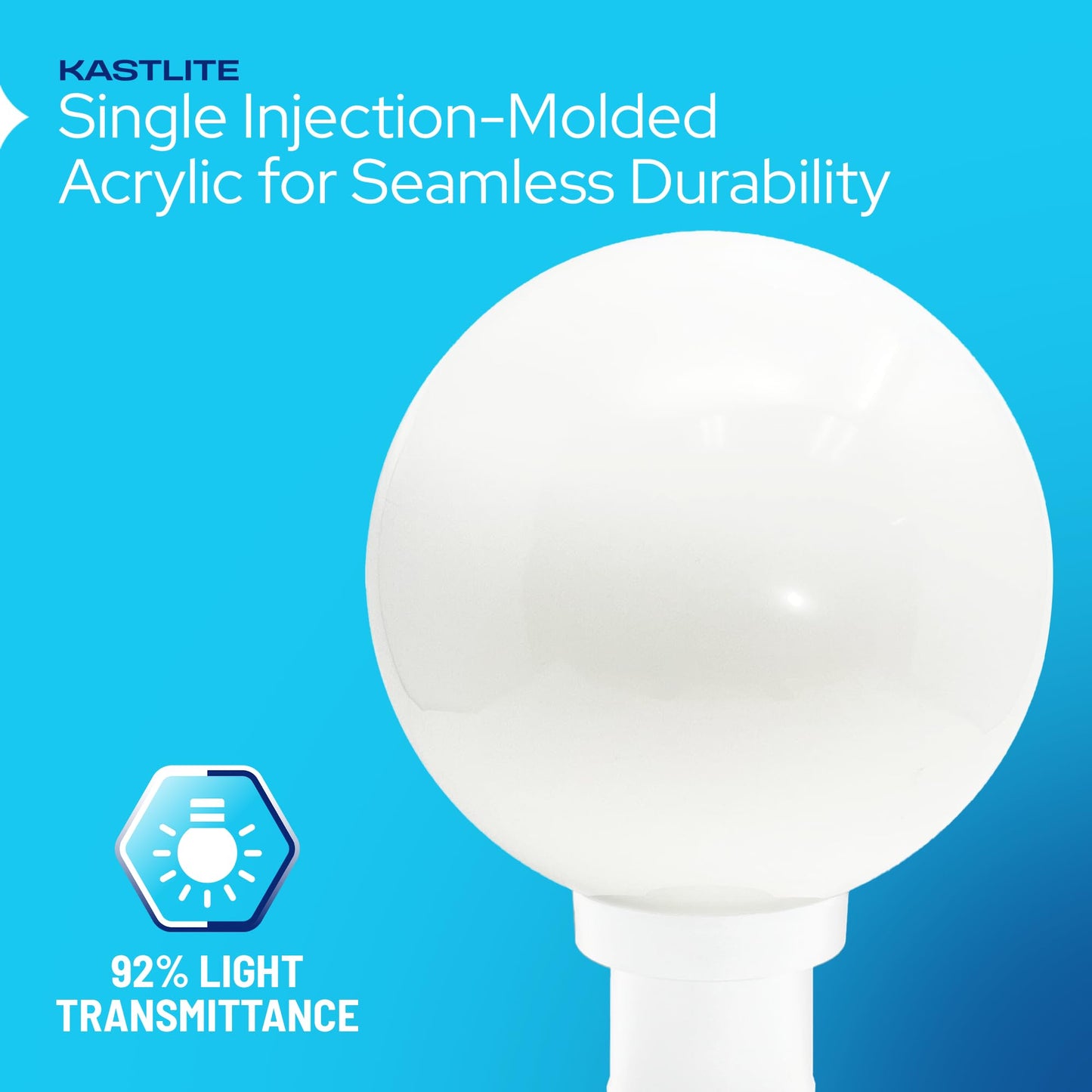 Kastlite Lamp Post Globe Combo Lighting Fixture | 12 White Acrylic Lens With White Fitter & Twist Lock Mounting | Fits 3 Diameter Posts (Not Included) | Comes With With 5000K Led Bulb