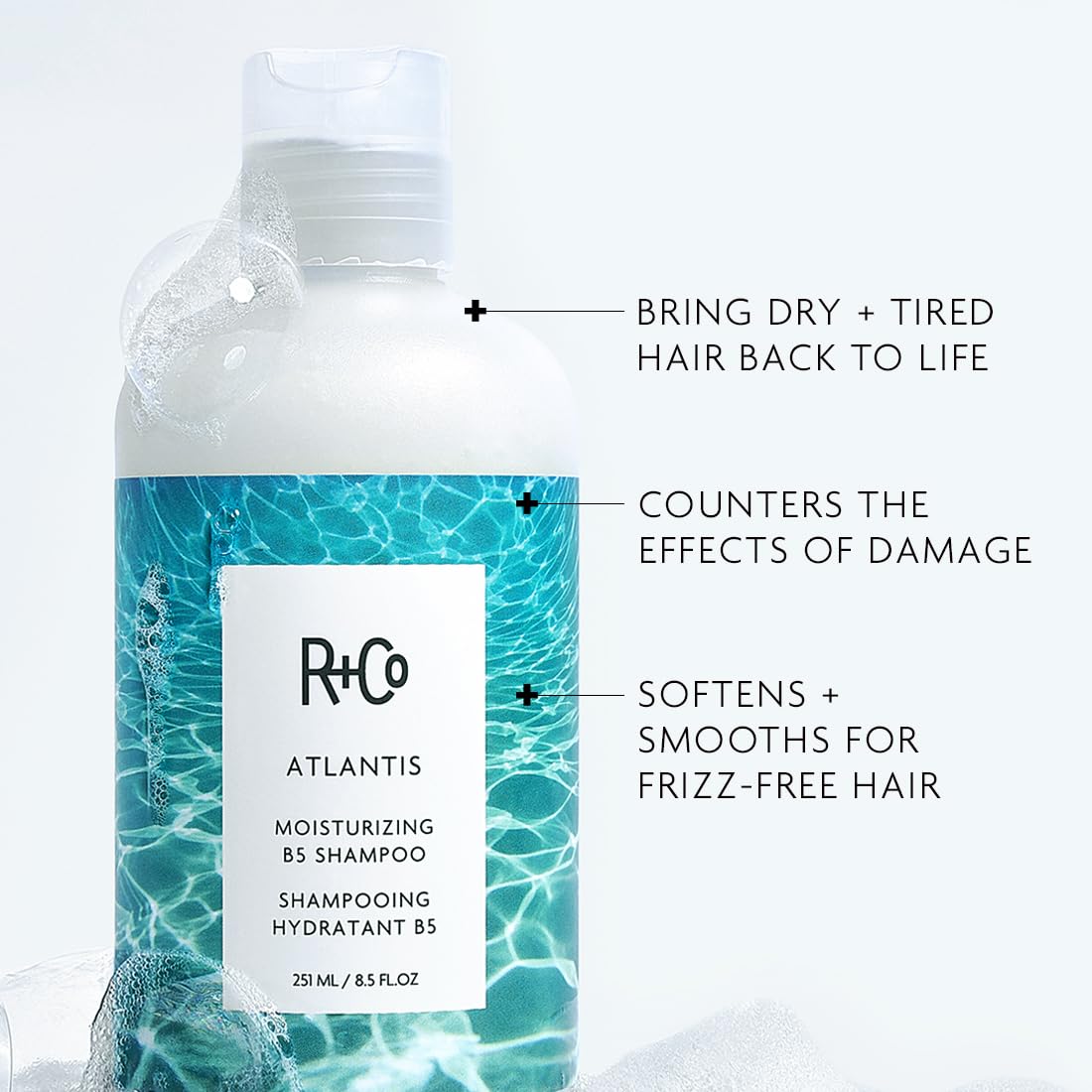R+Co Atlantis Moisturizing B5 Shampoo | Shine + Tames Frizz + Intense Hydration | Vegan + Cruelty-Free | Vegan + Cruelty-Free |