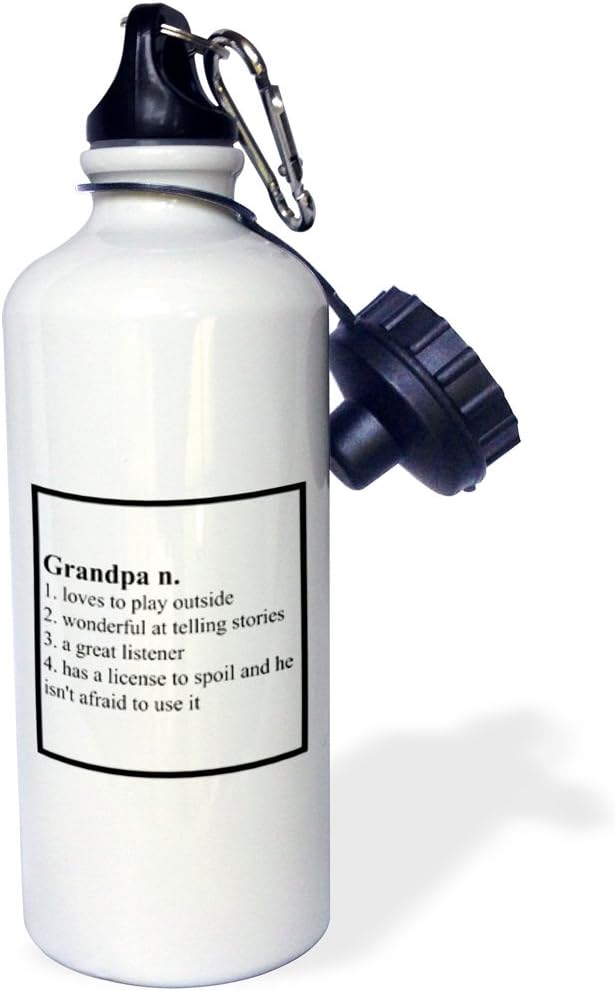 3dRose "Definition of Grandpa saying" Sports Water Bottle, 21 oz, White