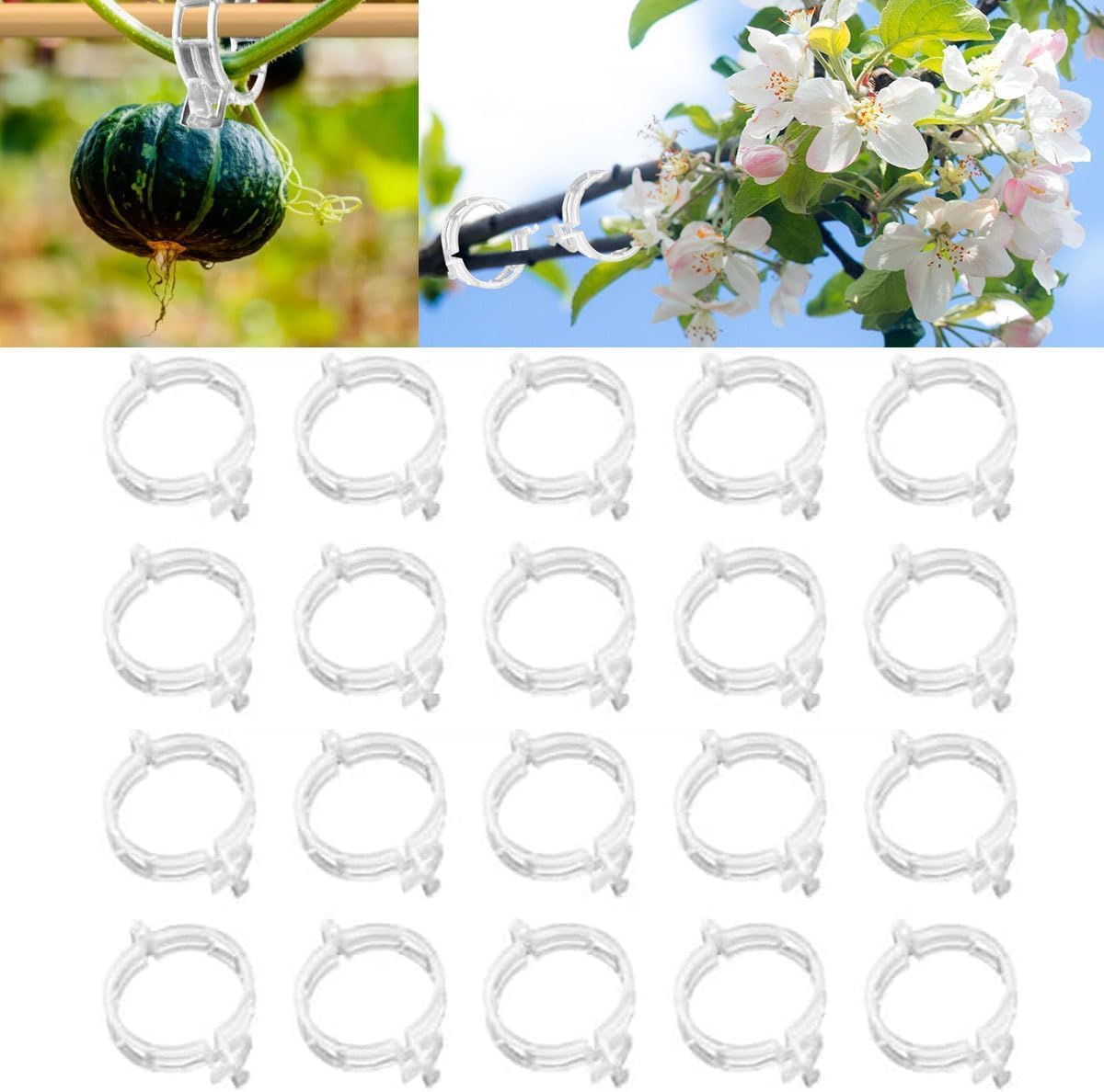 AIIONP 100 PCS Plant Support Clips Reusable Garden Clips, Secured Plastic Plant Clips, Tomato Support Clips for String Trellis for Climbing Plants Outdoor Indoor Plant Flowers Stem Vine Fixing Clips