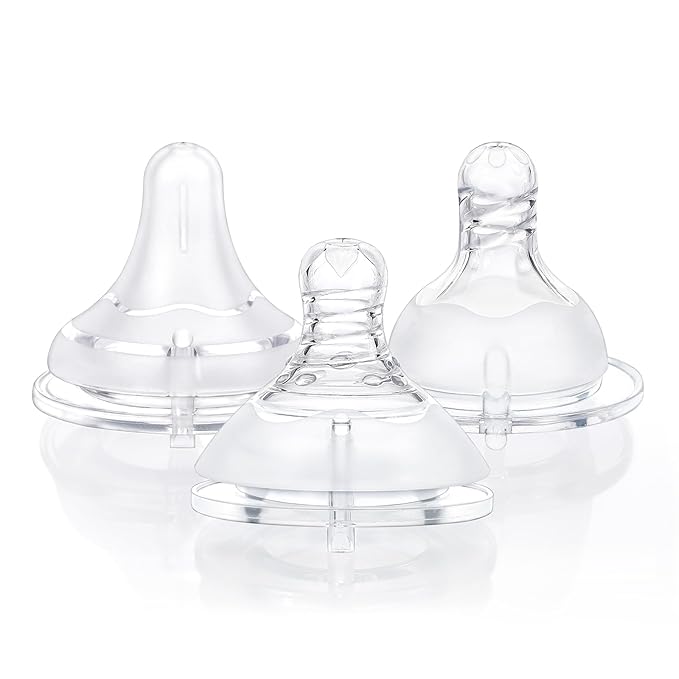 LittleForBig Silicone Soft Touch Adult Bottle Nipples Replacement Teat Compatible with LittleForBig Bottles - Assorted 3-Pack
