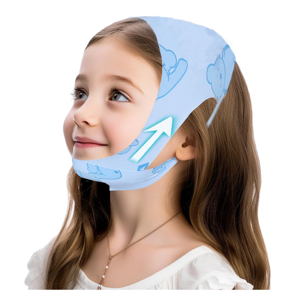 Anti Snoring Chin Strap for Sleeping Kids- Professional Anti Snoring Device for Kids, Teens, and Petite Adults, Soft, Comfortable, Breathable & Reusable (Blue Cartoon)