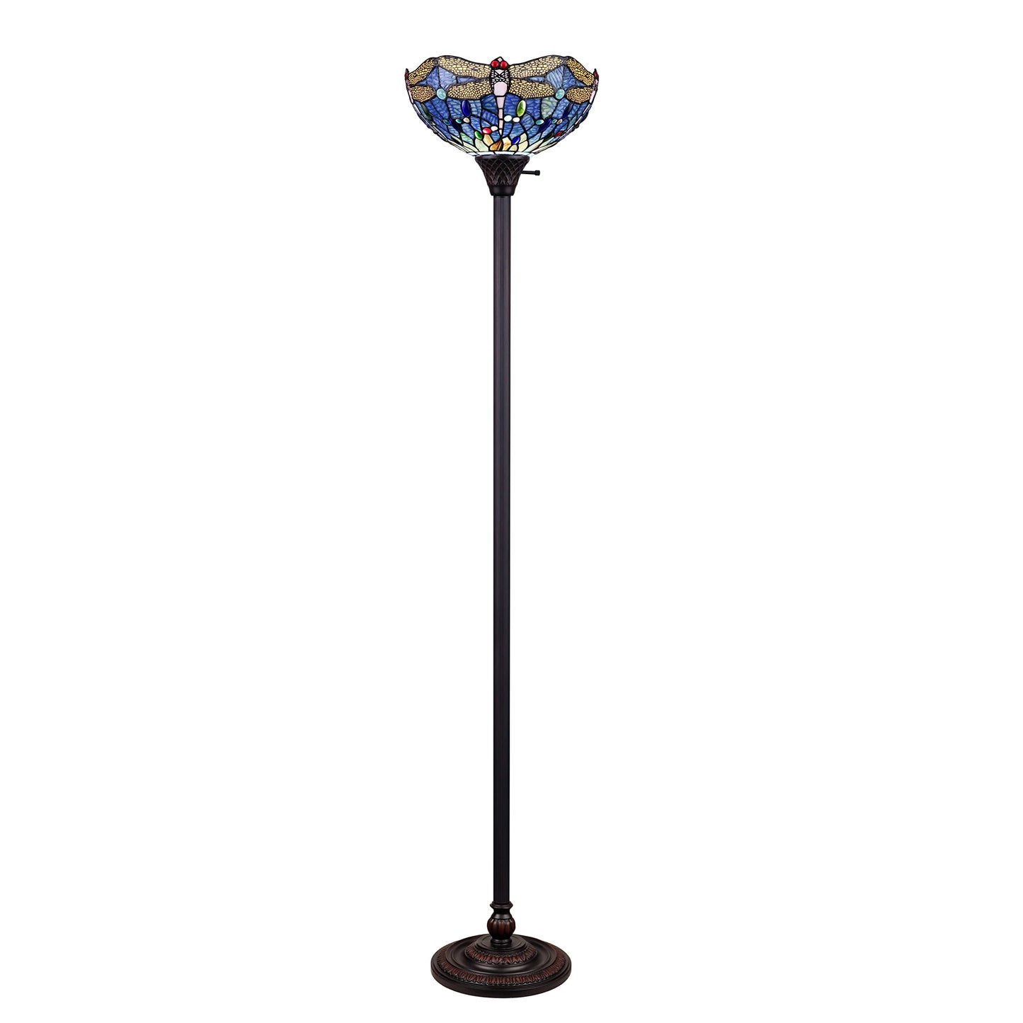 Chloe Lighting Torchiere Floor Lamp Dark Bronze 1 Light 14in Wide Multicolor Glass CH3T524BD14-TF1