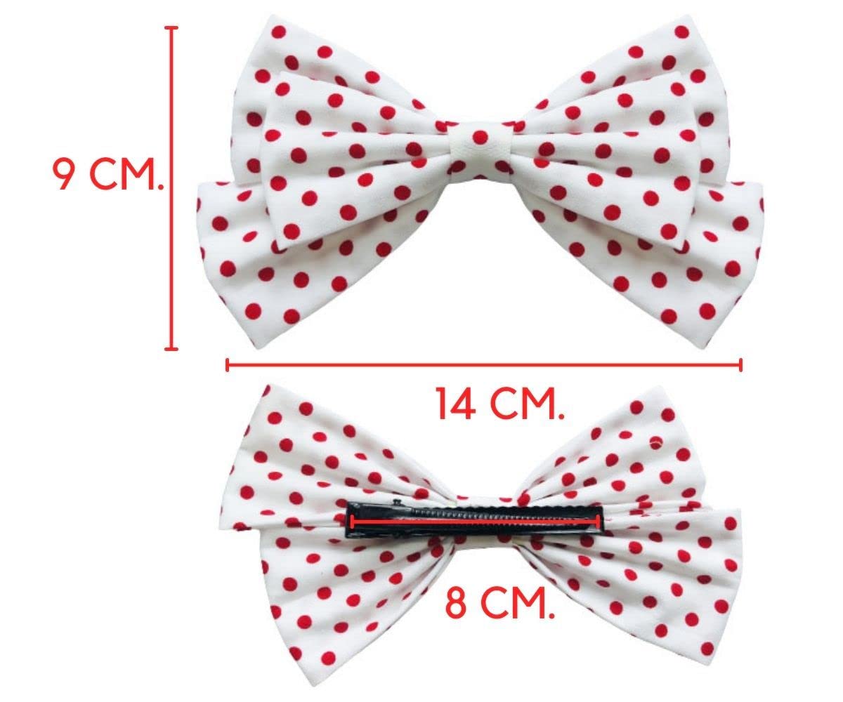 MeeTHan Pink Polka Dot Bows Mice Mouse Hair Clips Ears Elastic Bands Costume Accessories: M12 (Jumbo-White)