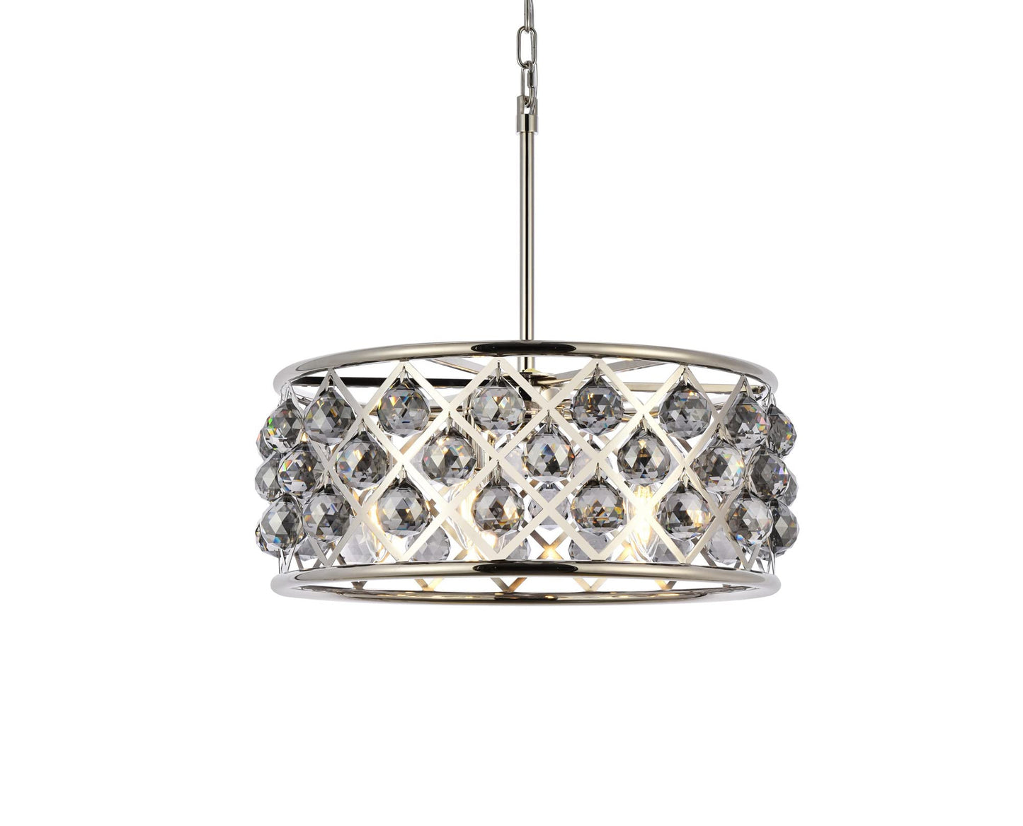 Elegant Lighting Madison Collection 5-Light Pendant Lamp, 20in Depth x 9in Height, Polished Nickel, Silver Shade, Model 1214D20PN-SS/RC