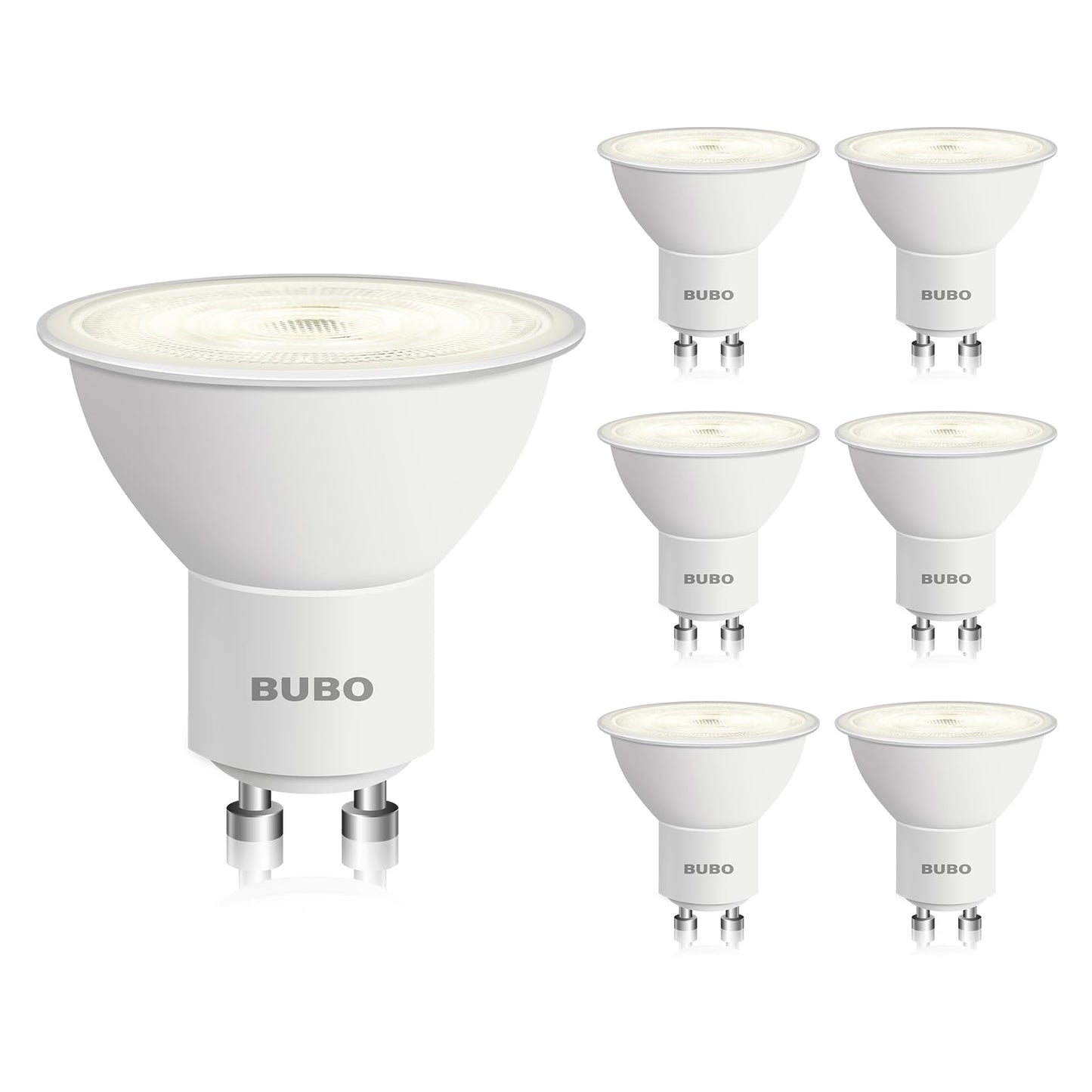 Bubo Gu10 Led Bulb 6W Equivalent, 3500K Natural White, 650 Lumens, Non-Dimmable, 6 Pack, Mr16 Replacement For Track Lighting