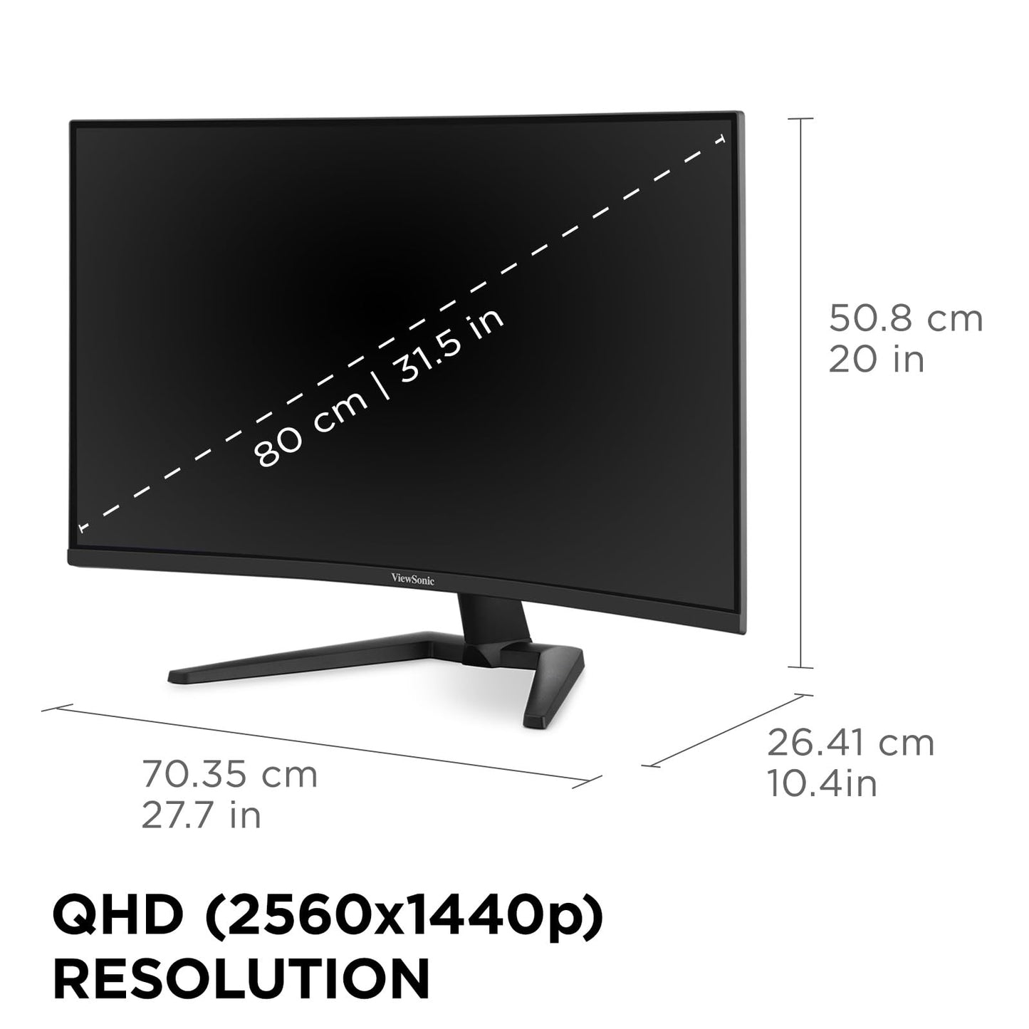 ViewSonic VX3228C-2K 32 Inch 1440p Curved Gaming Monitor with 1ms, 180Hz, FreeSync, Eye Care, HDMI, and DisplayPort Inputs