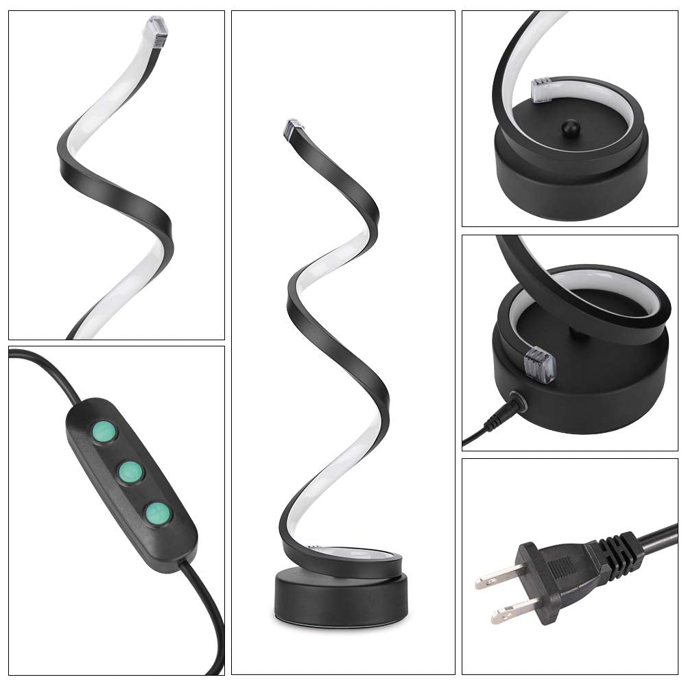 Elinkume Modern Led Table Lamp, 12W Dimmable Minimalist Design, Black Warm White, Model Tb-Tl008-Bwo, Perfect For Bedroom & Office