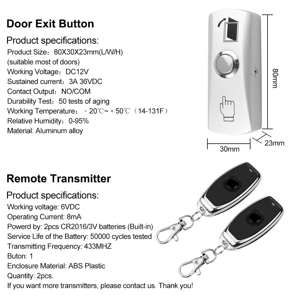 HERNAS Smart Phone APP Unlocking Access Control System Kit, with Remote Controllers / 280KG(600lbs) Magnetic Lock/Power Adapter, Lock Delay Time Adjustable