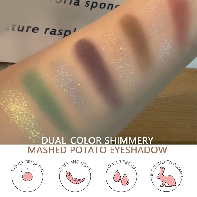 Golden Champagne Shimmer Eyeshadow Matte Brown Double Colors Palette,High Pigment Eye Shadow Powder,Blendable Smooth and Texture Waterproof Smudge-proof Durable Long-lasting Makeup Palette 02#