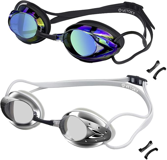 vetoky Swim Goggles, Anti Fog Swimming Goggles UV Protection Mirrored & Clear