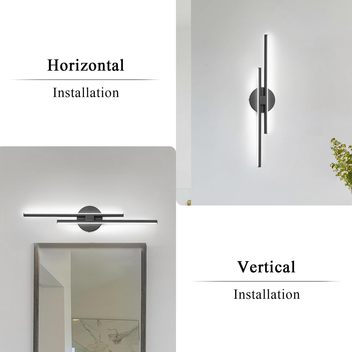 Edislive Dimmable Modern Led Vanity Light Fixtures Bathroom Vanity Wall Lighting  23.6 In Mirror Vanity Lighting Fixtures For Bathroom Bedroom Makeup Living Room  Black