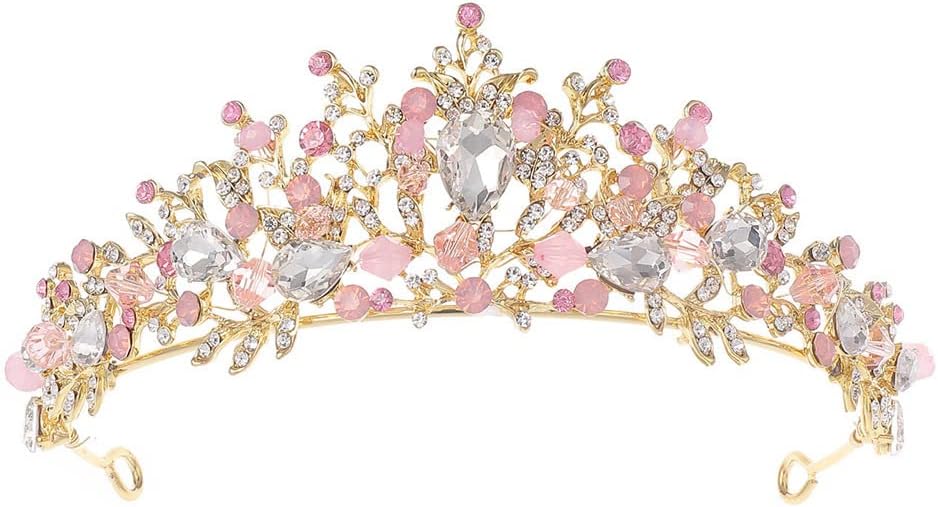 Kids Pink Crystal Tiara Girls Princess Costume Rhinestone Crown Headband Wedding Bridal Hair Accessories Birthday Communio...