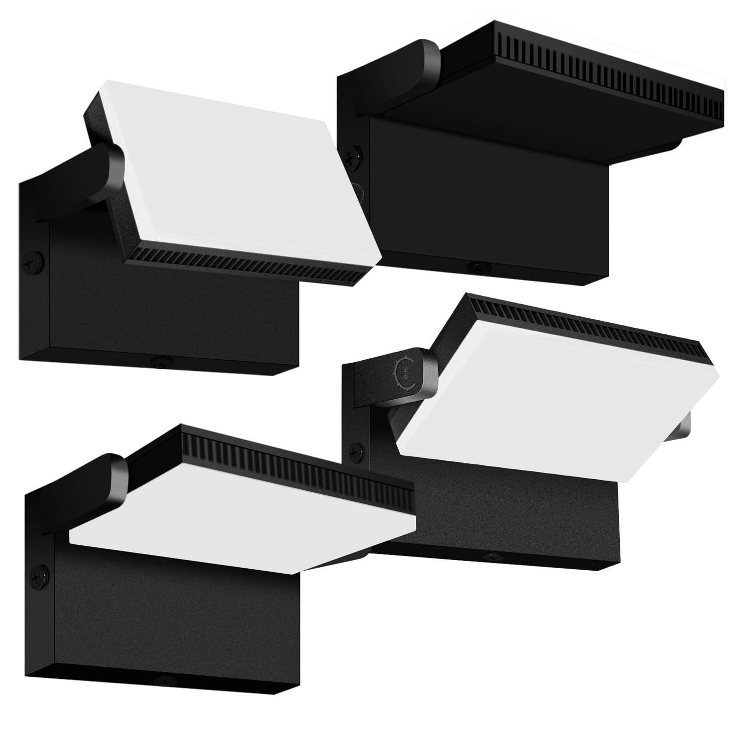 ledmo LED Wall Pack Light 150W Waterproof Black Modern Flood Security Fixture, Freely Rotating, 4 Pack, Model LED1377D