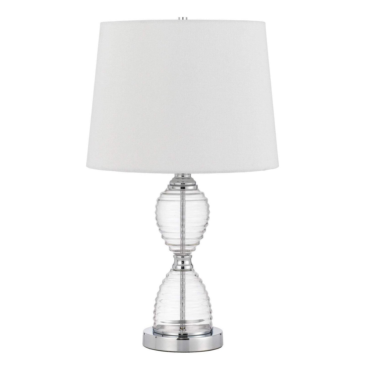 Homeroots 24 In. Metal Table Lamp With Empire Shade - Clear & White, Model 524726