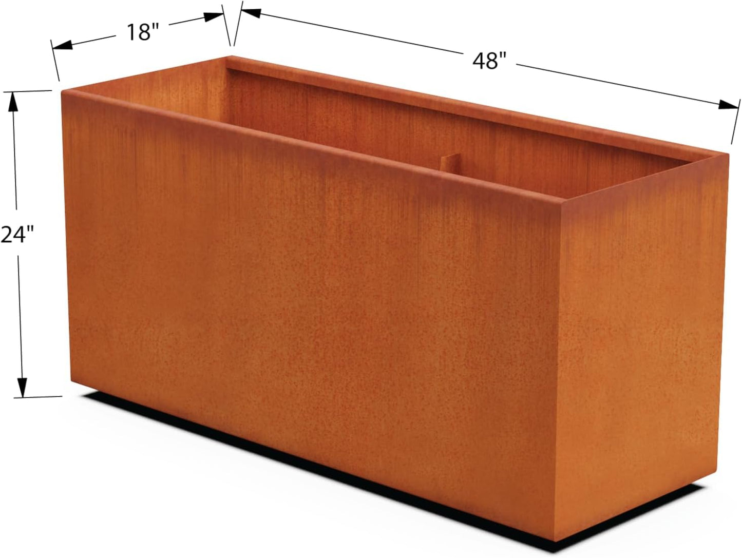 Large Rectangular Planters for Outdoor Plants - 48x18x24 Extra Large Corten Steel Planter Box for Patio Divider or Raised Garden Bed | Weathering Steel Metal Planter