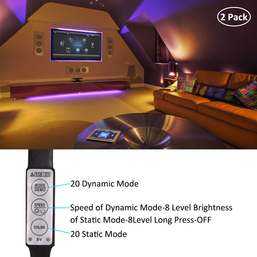 XYOP LED Strip Lights, Battery Operated RGB, 13.2FT/4M, 3 Keys Controller, Model XP-LED12-3J2P