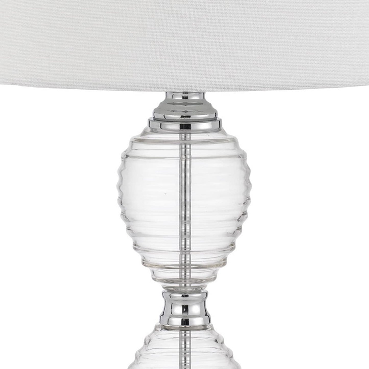 Benzara 23 Inch Hourglass Ribbed Glass Base Table Lamp, Dimmer, Clear, Model BM272213