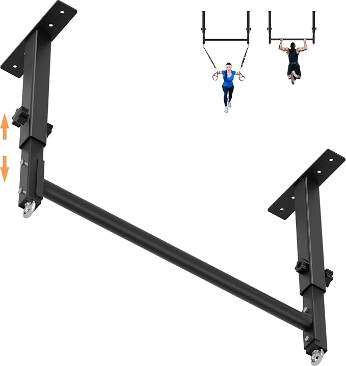 HWOOUSA 48" Ceiling Mount Pull Up Bar, Heavy Duty Multi-Grip Rafter Chin Up Bar for Garage/Basement/Backyard Ceiling Beam,...
