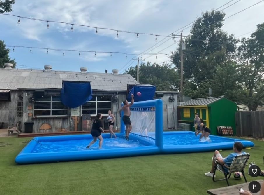 33ft Inflatable Volleyball Court with Air Pump - Commercial Grade Outdoor Volleyball Net for Pool/Beach Volleyball, 33x16....