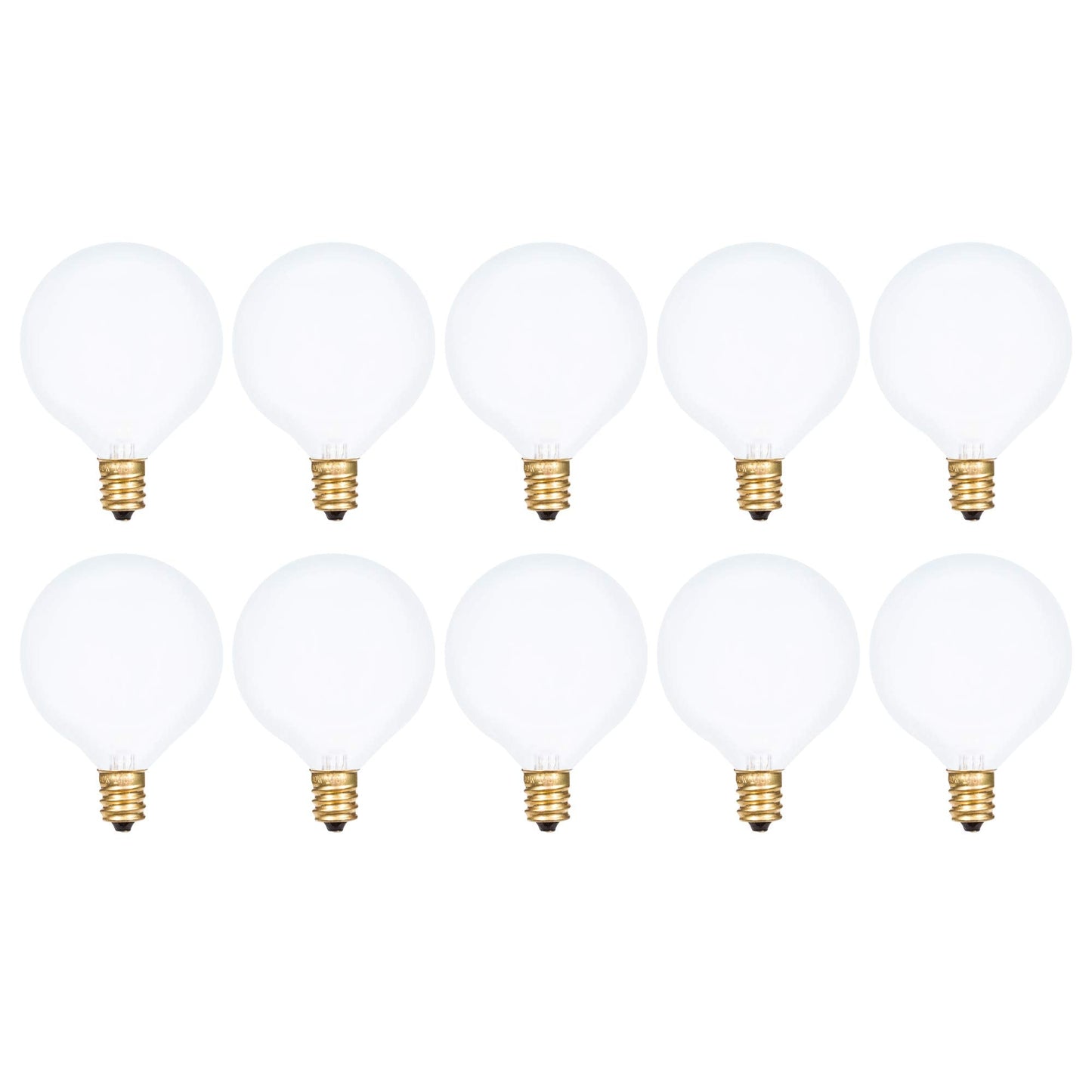 Simba Lighting G16.5 Frosted Glass 40W Round Bulb (10 Pack) E12 Candelabra Base, Warm White Dimmable For Chandelier & Vanity Lights