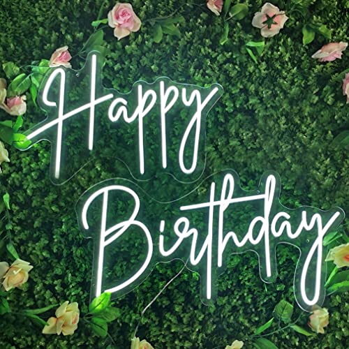 Large Happy Birthday Neon Signs LED Birthday Light Sign for Backdrop Birthday Party Decorations, Happy Birthday Light Up S...