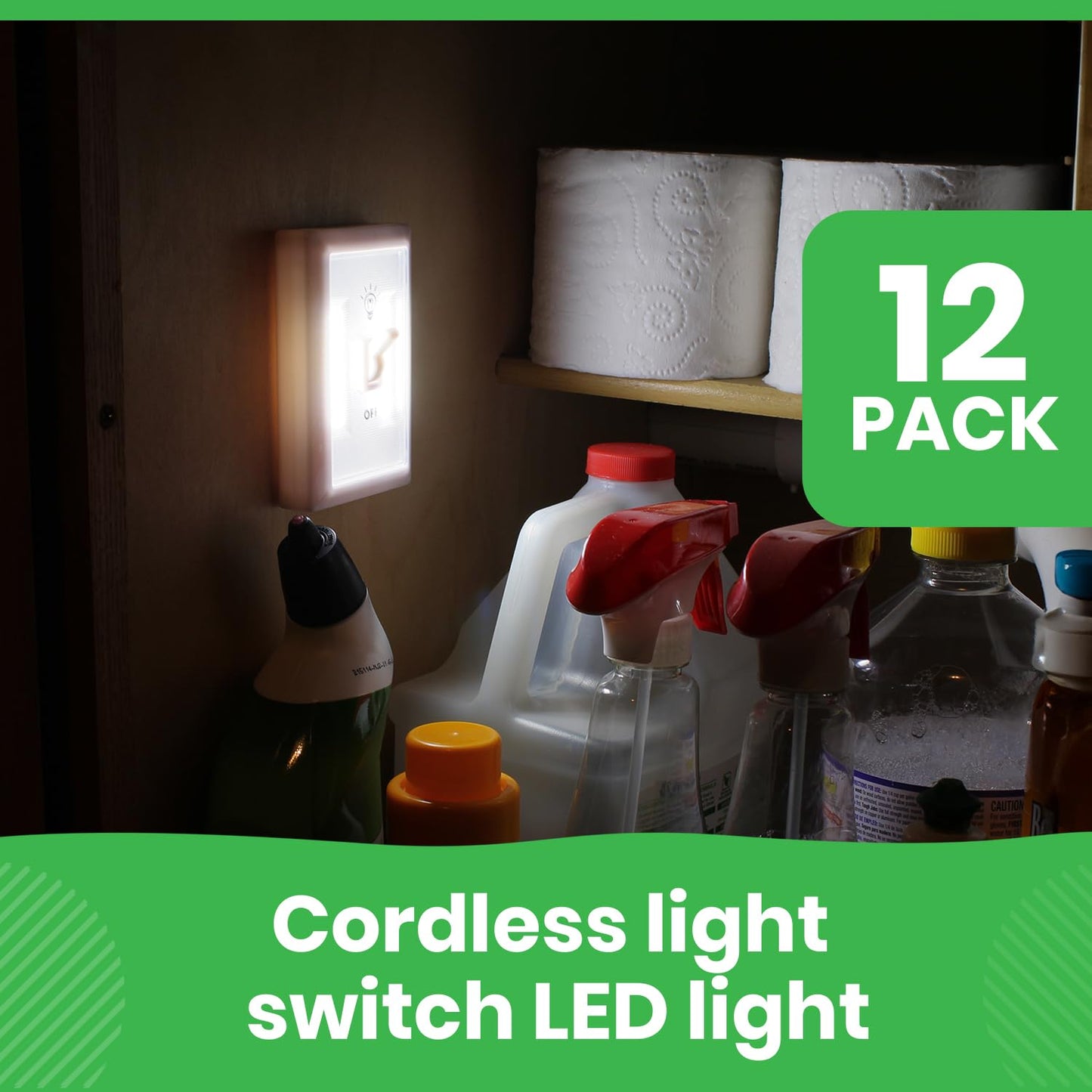 Litezall Cob Led Night Light Switch - 200 Lumen, Battery Operated, 12 Pack, Wireless, White, Model Pswitch1248, Gifts For Men