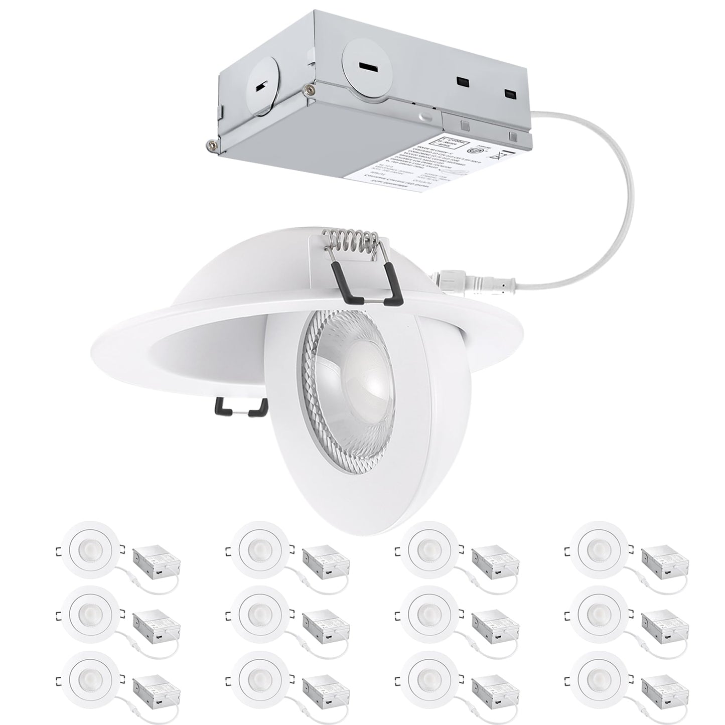 Popanu 4 Inch Led Gimbal Recessed Light  9W 750Lm Eyeball Sloped Ceiling Task Lighting  Soffit Wafer Indoor Directional Lighting  90 Tilt And 360 Rotation Recessed Lighting 4 Inch White 12Pack