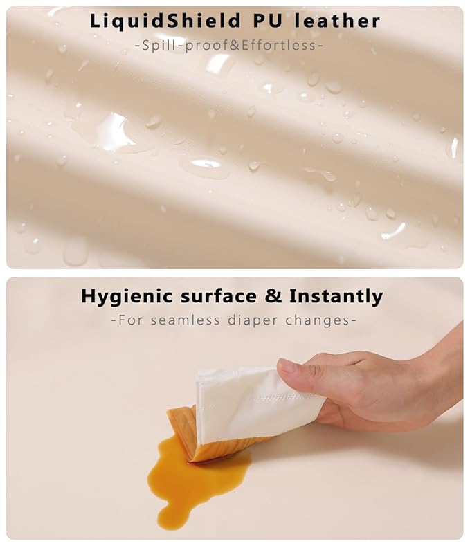 Vegan Leather Baby Changing Pad Covers for Girl, Boy, Waterproof & Wipeable Soft Diaper Changing Mat Cover.Fits Standard Changing Pads with Dimensions of 32" x 16".